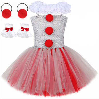 Set di abiti da principessa in rete, costume di Halloween per bambini