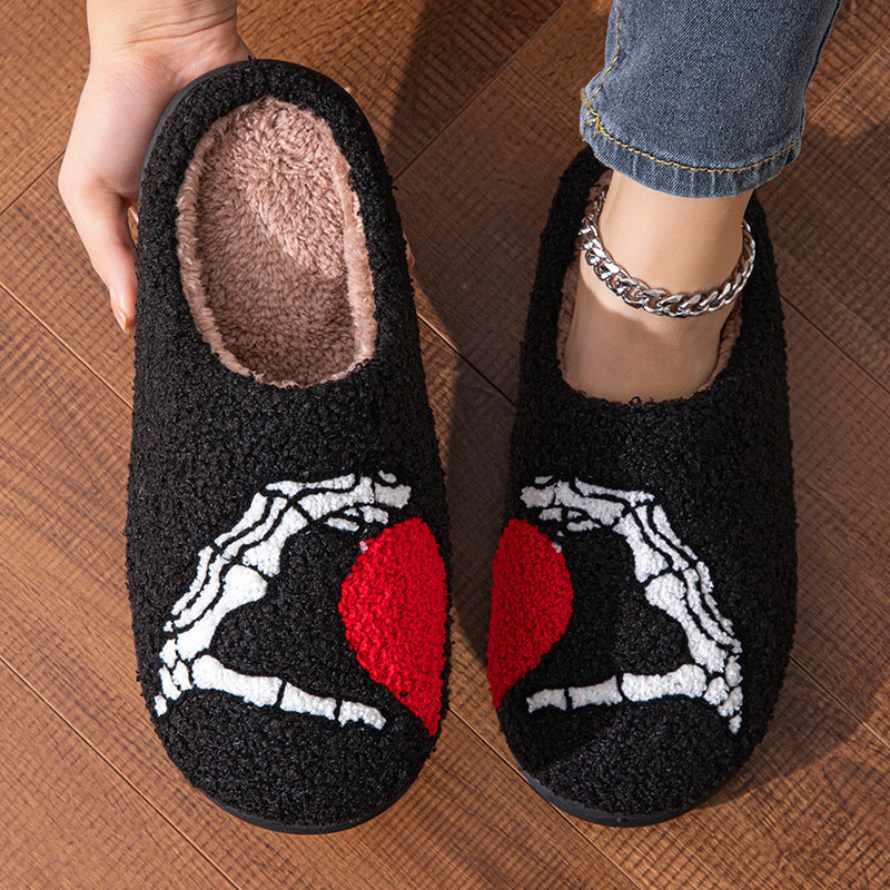Pantofole in cotone ispessito per la casa Love Black Hand