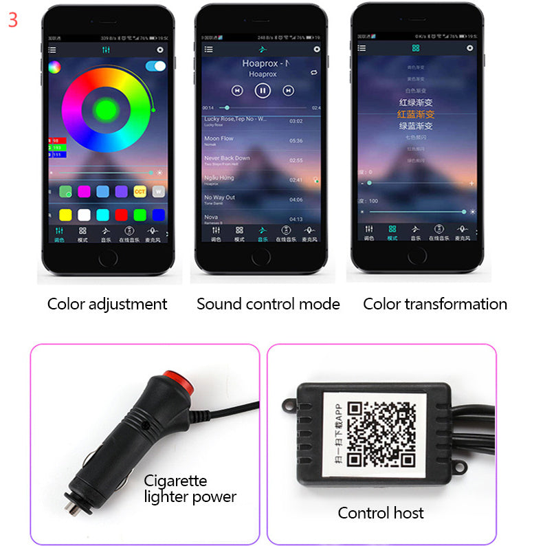 Car Fiber Optic Ambient Light Modified Car Interior Cool Light APP Rhythm Light