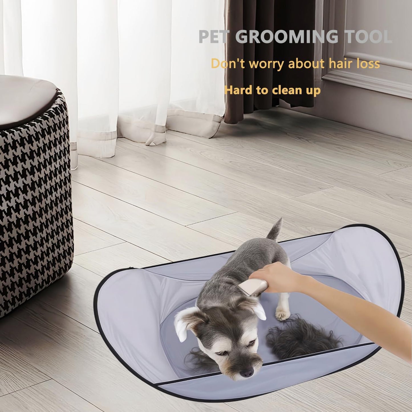 Easy Dog And Cat Hair Catcher Tent - Waterproof Adjustable Neat Barbering Cape For Easy Trimming And Shaving Pet Grooming