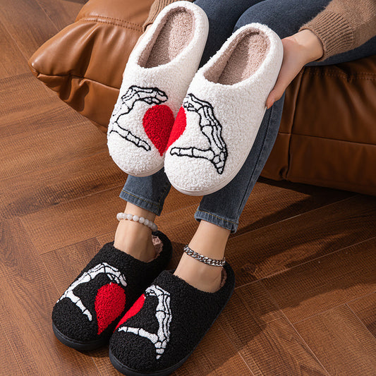 Pantofole in cotone ispessito per la casa Love Black Hand