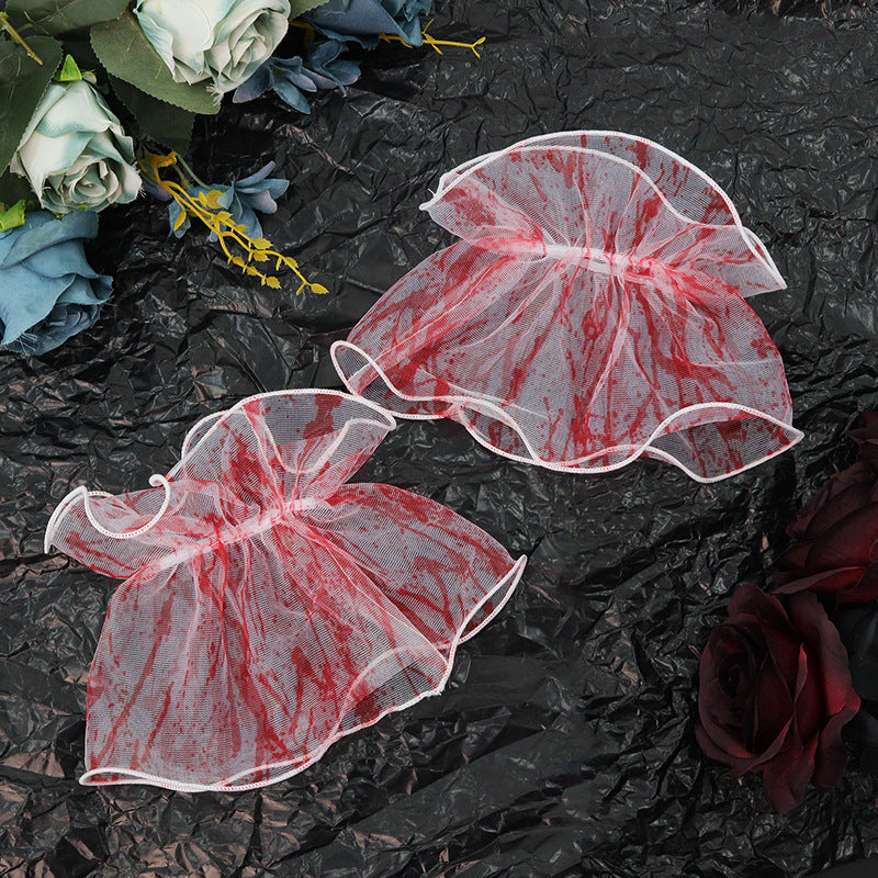 Bracciale in pizzo nero scuro rosa vintage per copricapo da sposa di Halloween