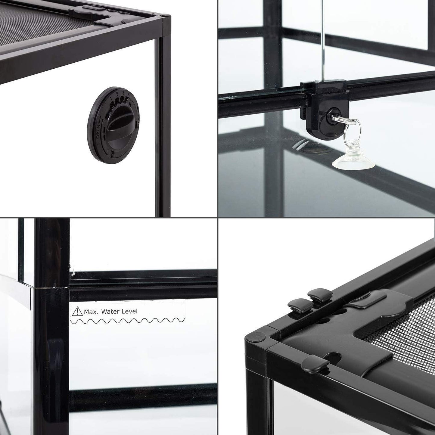 Front-opening Double-hinged Door With Top Screen Ventilation 30 Gallon Large Assembled Reptile Glass Breeding Box