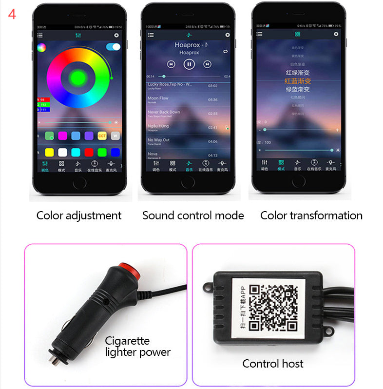 Car Fiber Optic Ambient Light Modified Car Interior Cool Light APP Rhythm Light