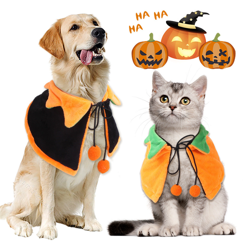 Ornamenti di Halloween per cani e gatti con mantello a doppia faccia con zucca di Halloween