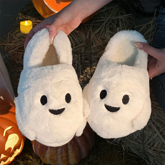 Couple Halloween Cute Little Ghost All-inclusive Cotton Slippers