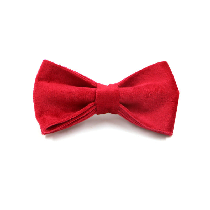 Collare con fibbia dorata in velluto spesso rosso, guinzaglio e fiocco