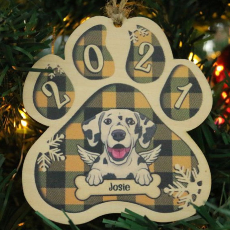 Ciondolo in legno colorato zampa di cane decorazione fai da te per albero di Natale