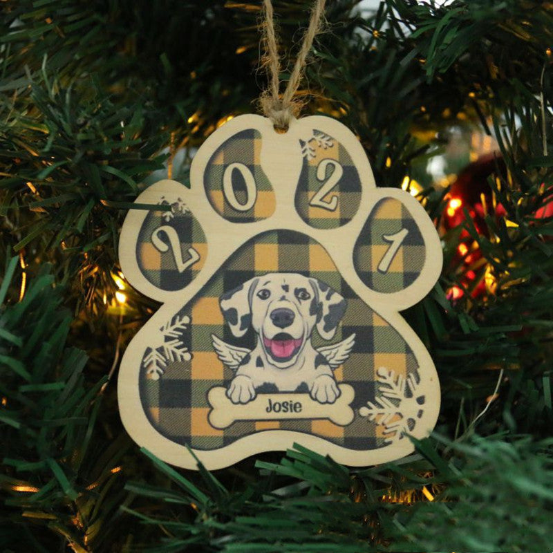 Ciondolo in legno colorato zampa di cane decorazione fai da te per albero di Natale